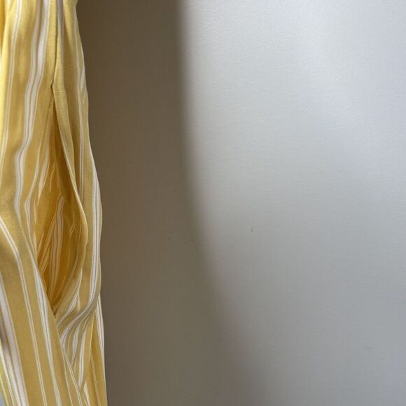 FOREVER 21 Womens Yellow Cream Striped Knotted Jumpsuit NEW Wide-Leg Sz Small S - Picture 10 of 12